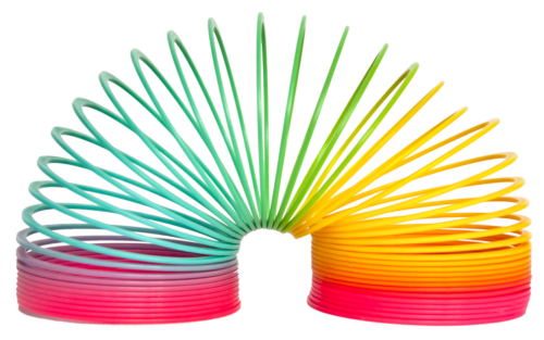 Curved rainbow slinky representing flexible ways of working at HM3 Legal